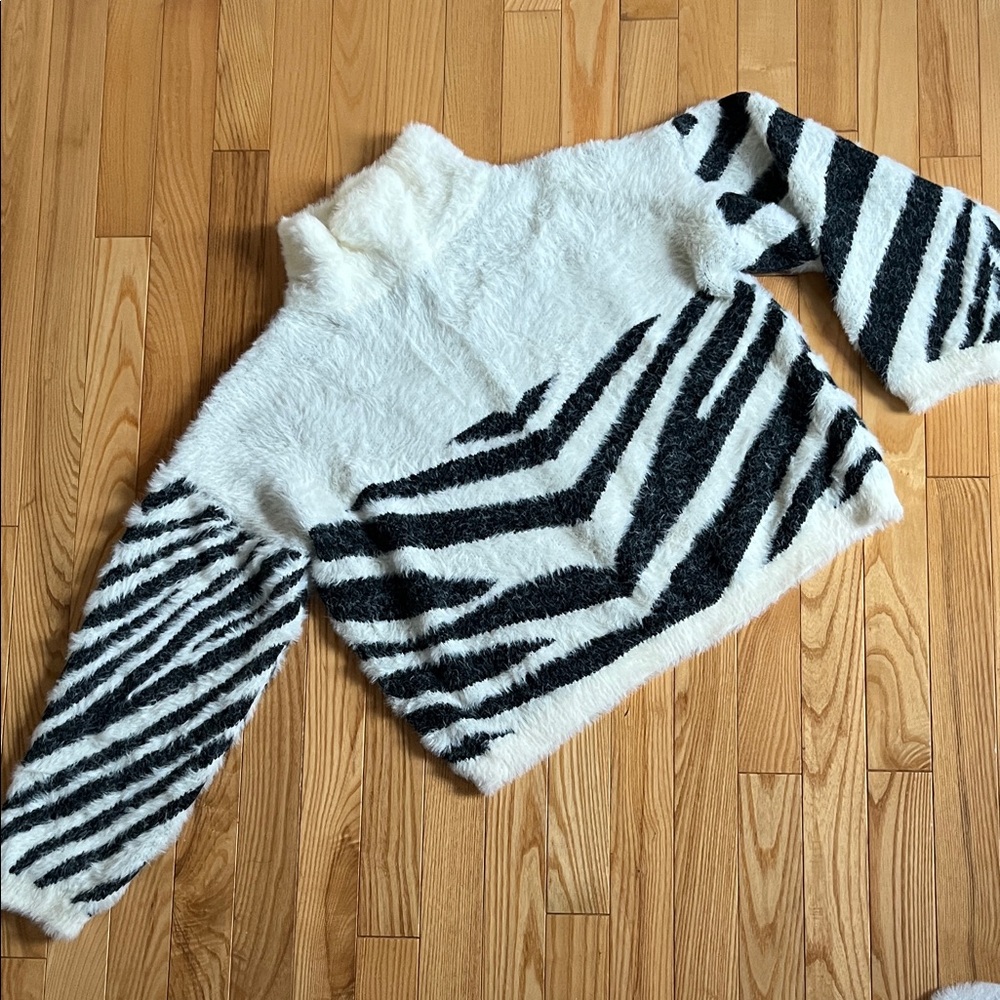 Topshop Zebra Patterned Cowl Neck Sweater